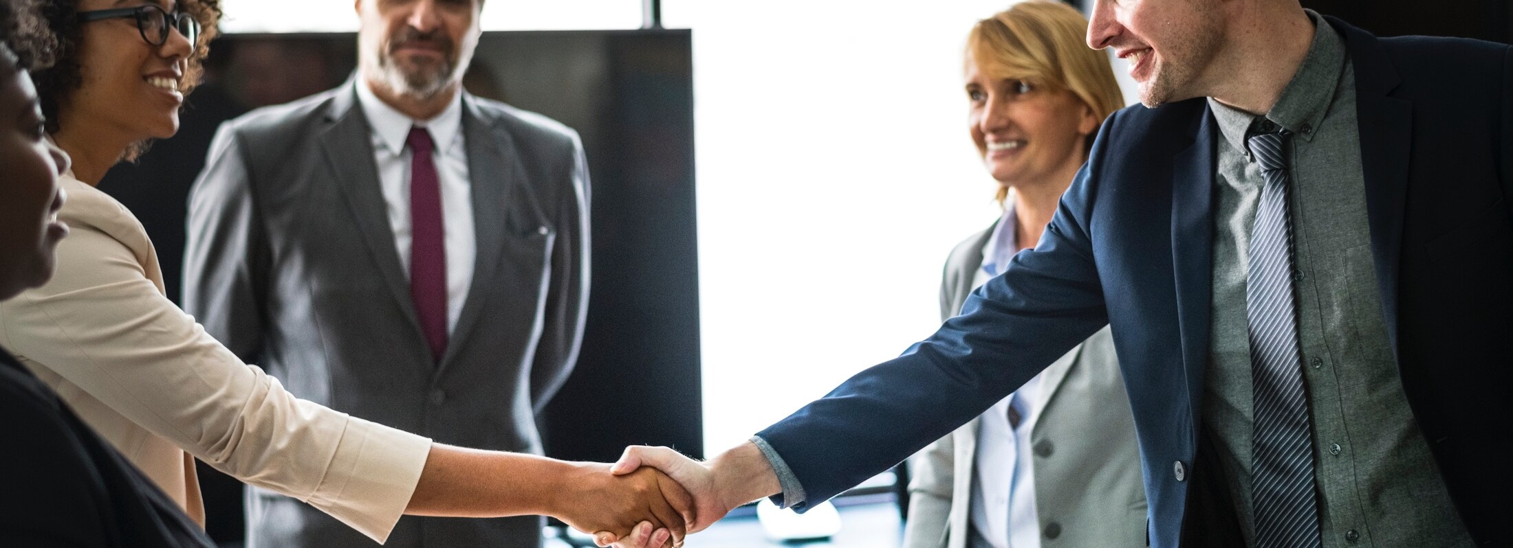 man and woman meeting in office